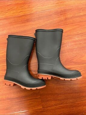 Kids Black Rain & Snow Boots with Brown Soles